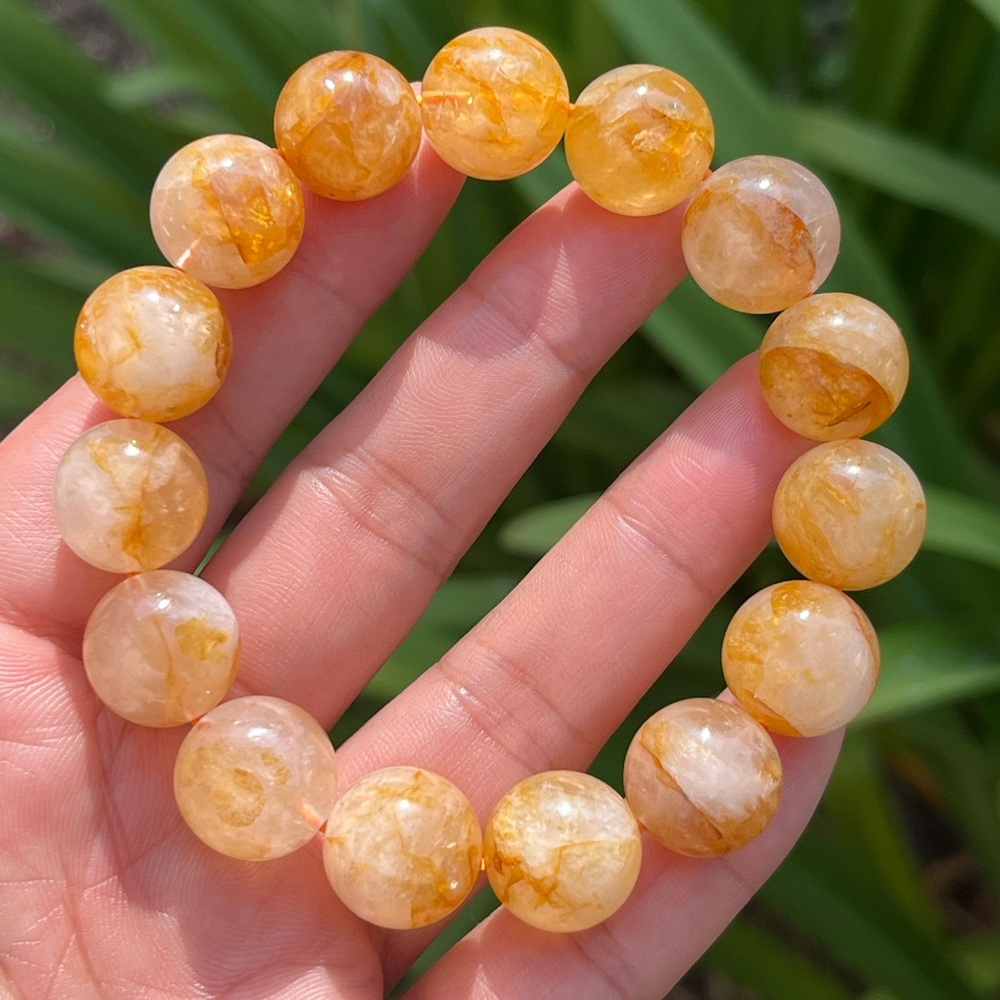 13mm stretchable‎ chunky golden healer bracelet